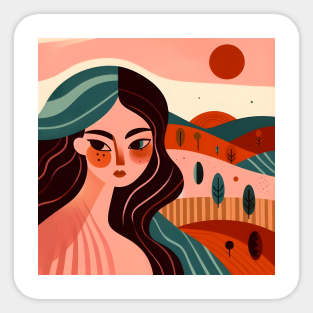 Abstract woman face and nature portrait art Sticker